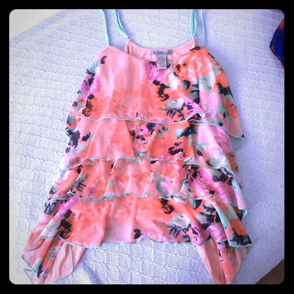 🔥Pink peach mint green floral top. Small.🔥